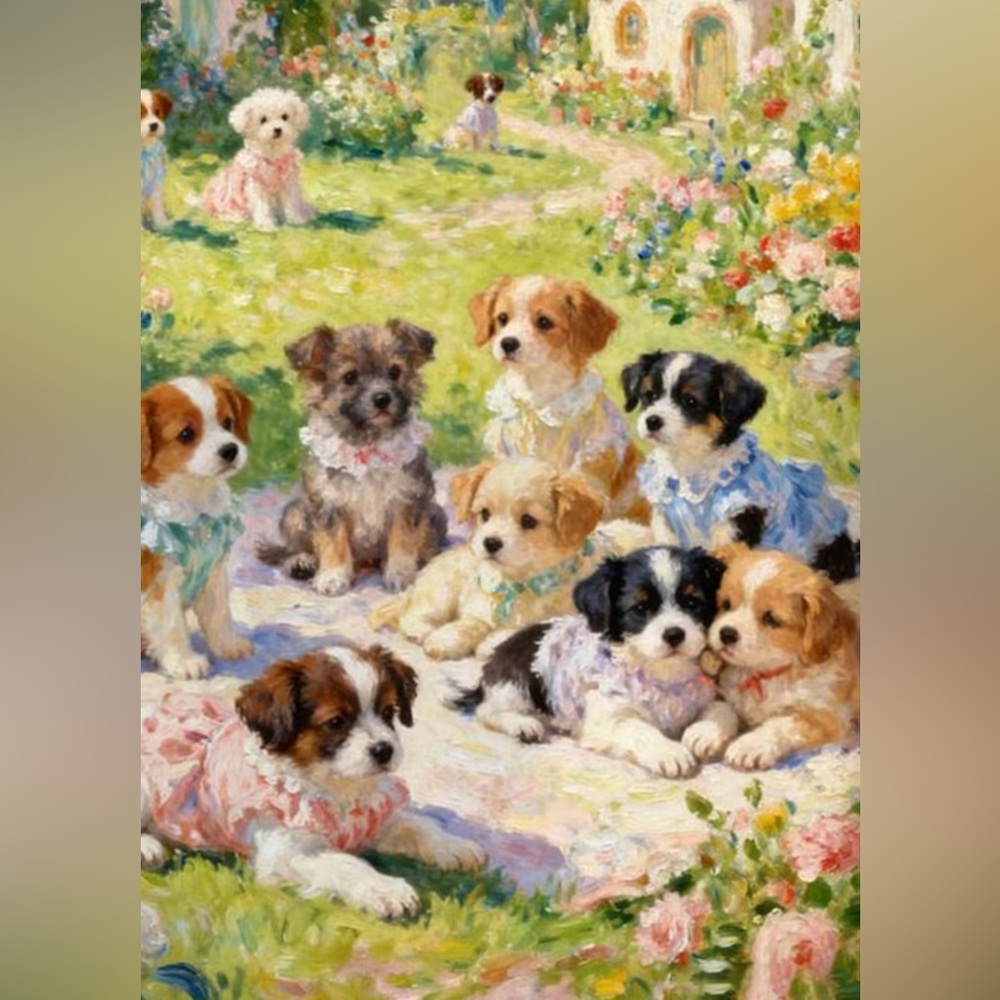 Cute Puppy Garden Print Tee in Pastel Multi - Picture 8 of 9